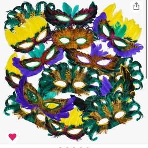 Set of 50 brand new, unopened Mardi Gras masks ordered from Amazon